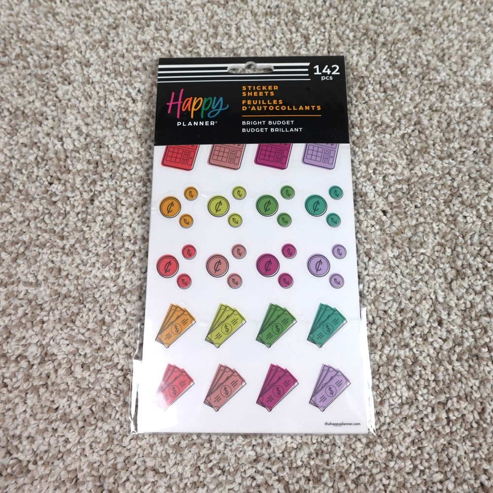 The Happy Planner Bright Budget Sticker Sheets 142‎ Pcs 5 Sheets SP4H5-063 NEW